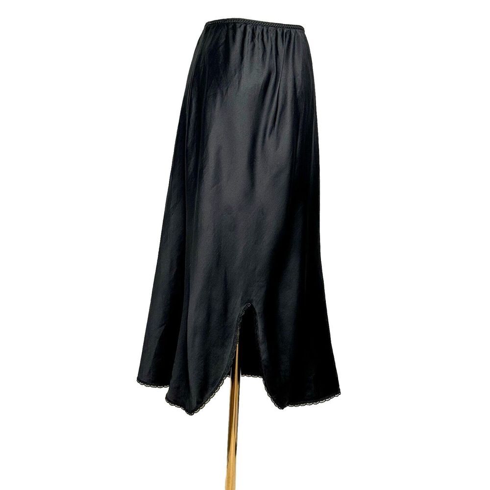 Warners‎ Vintage Slip Womens Sz S Long Black Lace Trim Made In USA